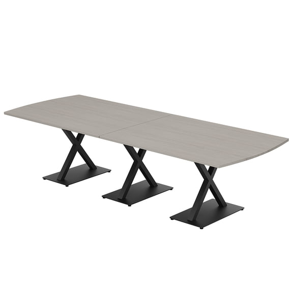 10 Person Arc Rectangle Powered Modular Conference Table Metal X Bases