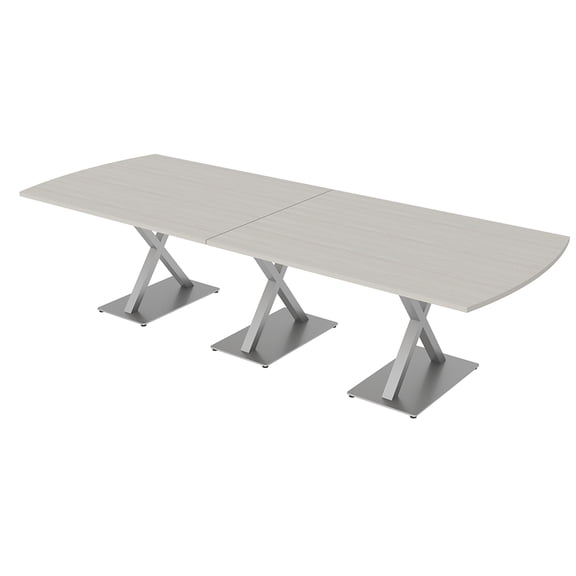 10 Person Arc Rectangle Powered Modular Conference Table Metal X Bases