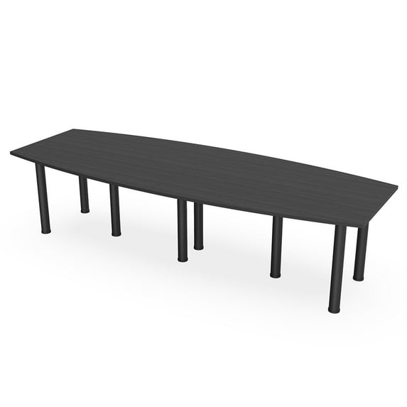 10 Person Boat Shaped Conference Table with Power Modules Post Legs
