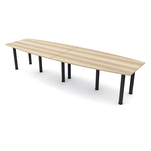 10 Person Boat Shaped Conference Table with Power Modules Post Legs