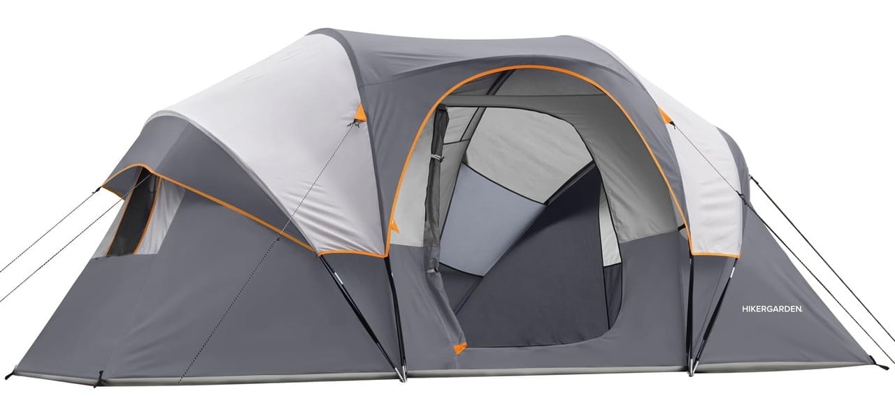 10 Person Camping Tent - Portable Easy Set Up Family Tent for Camp, Windproof Fabric Dome Tent Outdoor for Hiking, Backpacking, Traveling-14'x11'x74in(H)