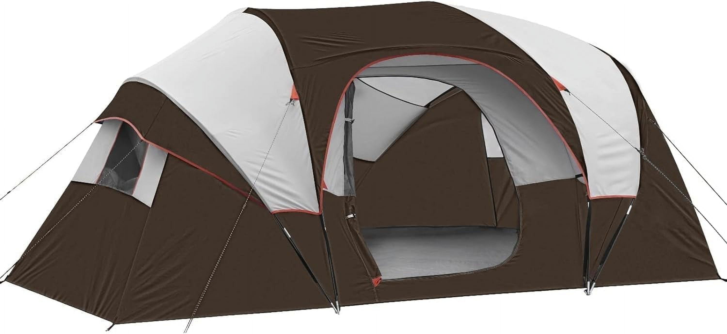 10 Person Camping Tent - Portable Easy Set Up Family Tent for Camp, Windproof Fabric Dome Tent Outdoor for Hiking, Backpacking, Traveling-14'x11'x74in(H)
