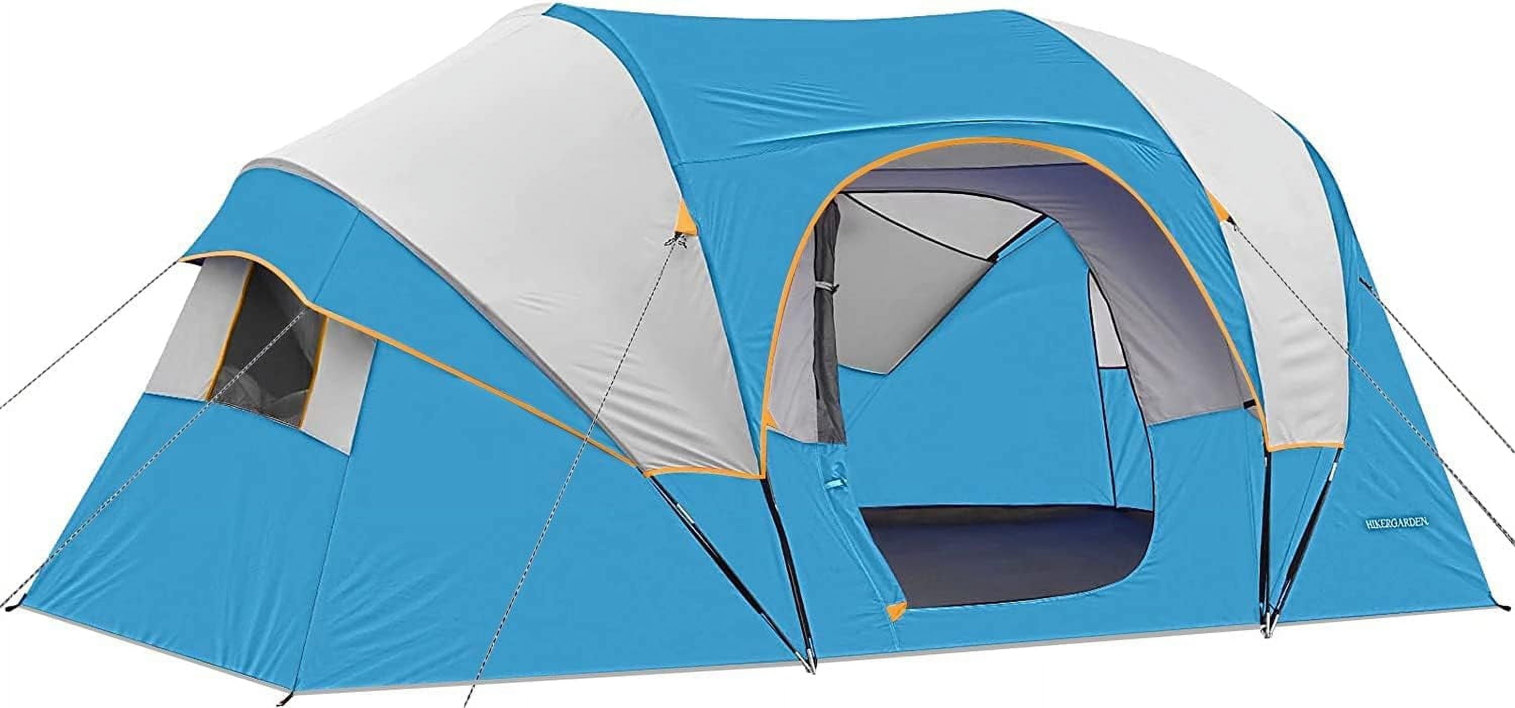 10 Person Camping Tent - Portable Easy Set Up Family Tent for Camp, Windproof Fabric Dome Tent Outdoor for Hiking, Backpacking, Traveling-14'x11'x74in(H)