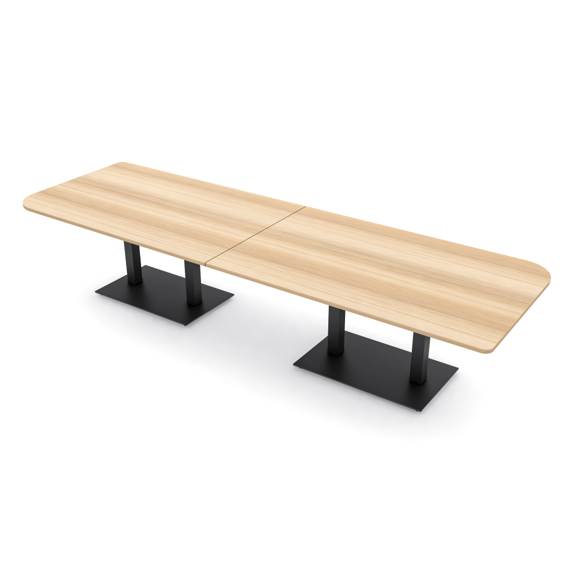 10 Person Duo Shaped Conference Table Metal Base Electric Module