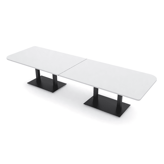 10 Person Duo Shaped Conference Table Metal Base Electric Module