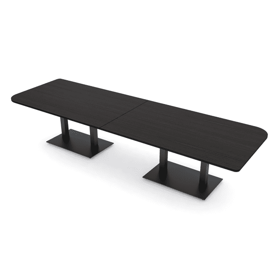 10 Person Duo Shaped Conference Table Metal Base Electric Module