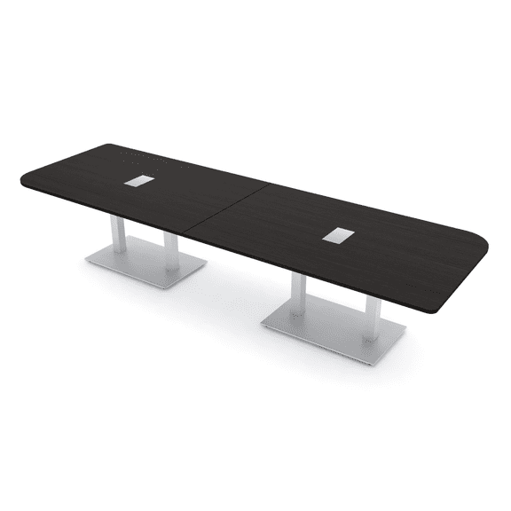 10 Person Duo Shaped Conference Table Metal Base Electric Module