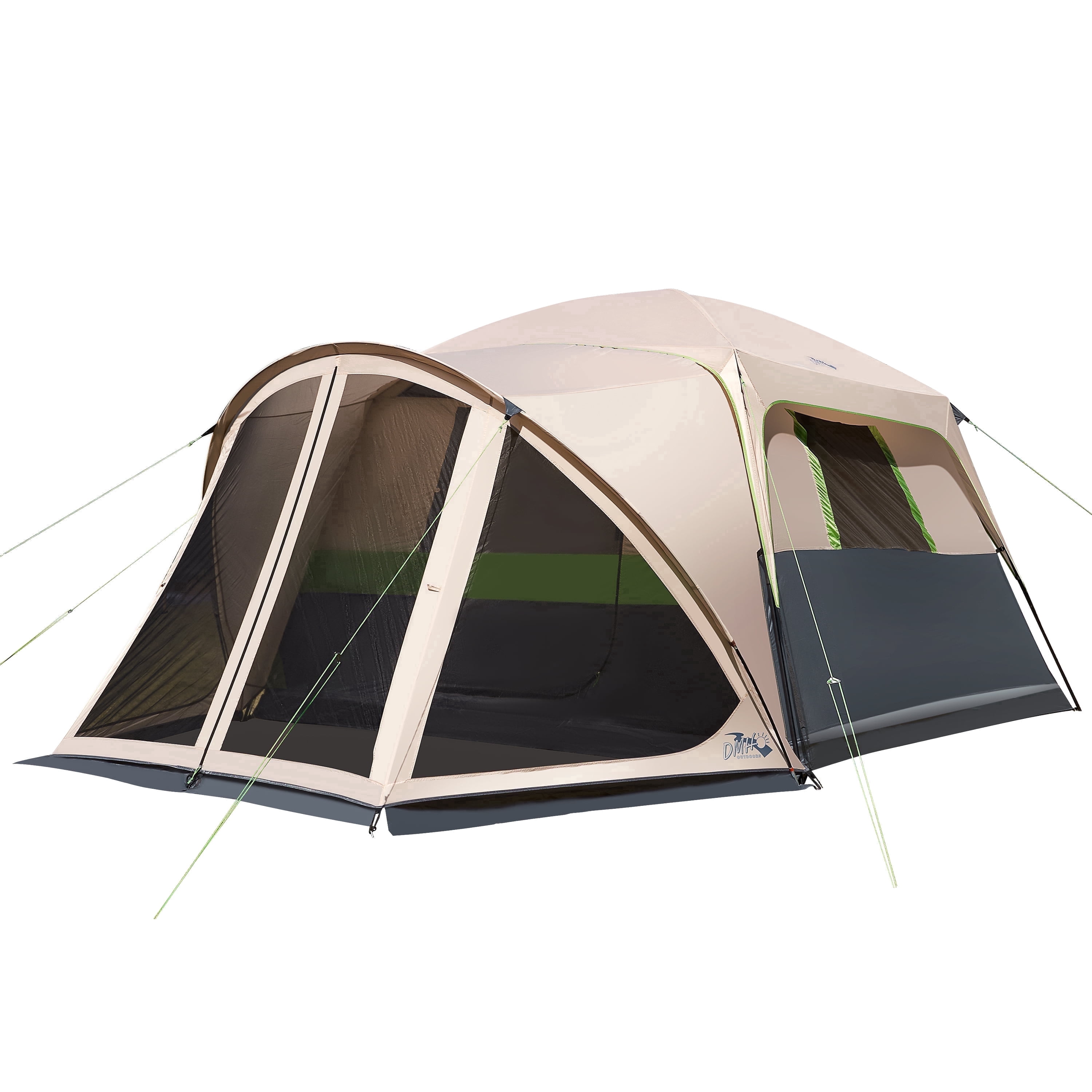 10 Person Family Cabin Tent with Screen Porch Camping Tent for Outdoor Camping Backyard Beige
