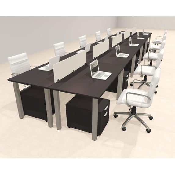10 Person Modern Metal Leg Office Workstation Desk Set, #OT-SUL-FPM69