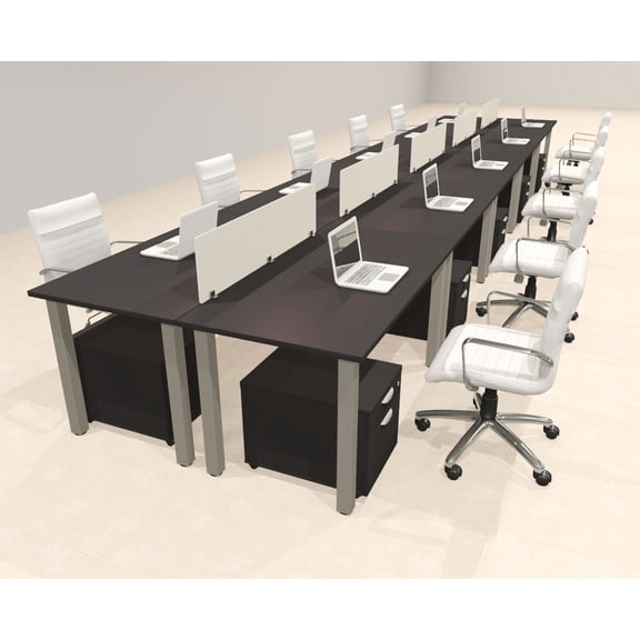 10 Person Modern Metal Leg Office Workstation Desk Set, #OT-SUL-FPM69