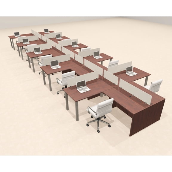 10 Person Modern Metal Leg Office Workstation Desk Set, #OT-SUL-SPM122