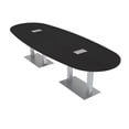 thumbnail image 1 of 10 Person Modular Boat Oval Conference Room Table Metal Bases 10X4, 1 of 7