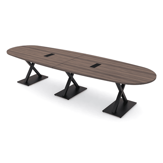 10 Person Modular Boat Oval Conference Room Table X Bases Power Units