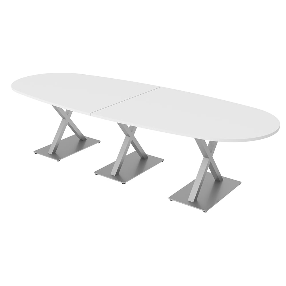 10 Person Modular Boat Oval Conference Room Table X Bases Power Units ...