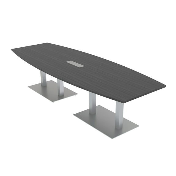 10 Person Modular Boat Shaped Conference Table Metal Bases Power Units