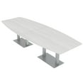 thumbnail image 1 of 10 Person Modular Boat Shaped Conference Table Metal Bases Power Units, 1 of 6