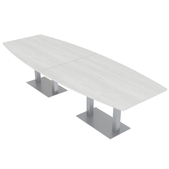 10 Person Modular Boat Shaped Conference Table Metal Bases Power Units