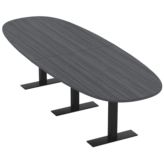 10 Person Modular Boval Conference Room Table Metal T-Bases w/Electric