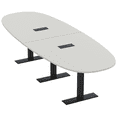 thumbnail image 1 of 10 Person Modular Boval Conference Room Table Metal T-Bases w/Electric, 1 of 8