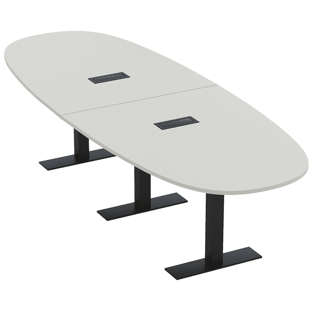 10 Person Modular Boval Conference Room Table Metal T-Bases w/Electric