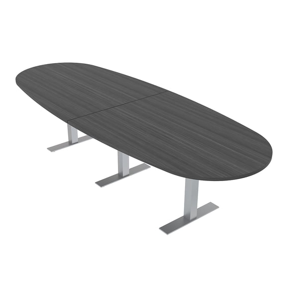 10 Person Modular Boval Conference Room Table Metal T-Bases w/Electric