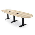 thumbnail image 1 of 10 Person Modular Boval Conference Room Table Metal T-Bases w/Electric, 1 of 8