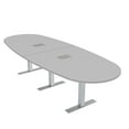thumbnail image 1 of 10 Person Modular Boval Conference Room Table Metal T-Bases w/Electric, 1 of 8