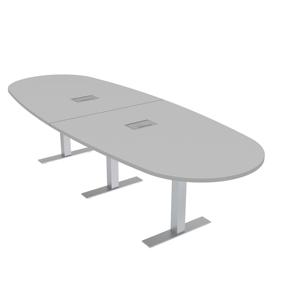 10 Person Modular Boval Conference Room Table Metal T-Bases w/Electric
