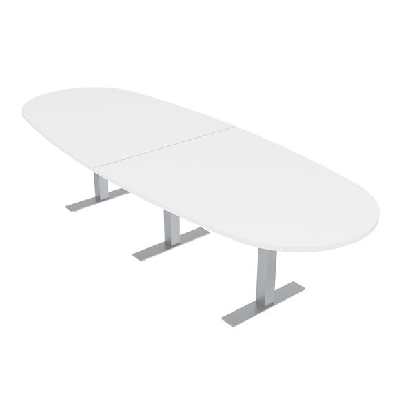 10 Person Modular Boval Conference Room Table Metal T-Bases w/Electric
