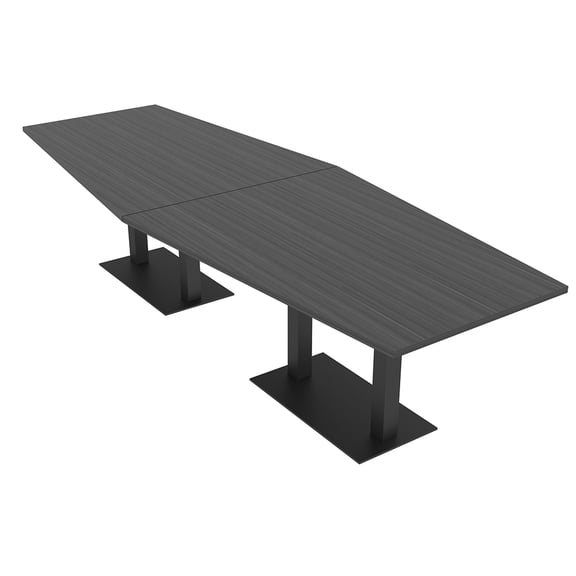 10 Person Modular Powered Hexagon Conference Table Square Metal Bases
