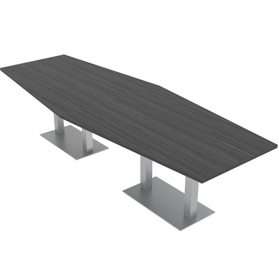 10 Person Modular Powered Hexagon Conference Table Square Metal Bases