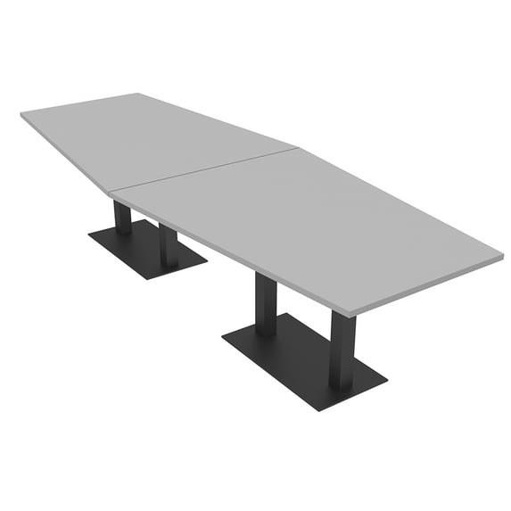 10 Person Modular Powered Hexagon Conference Table Square Metal Bases