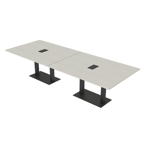 10 Person Modular Rectangle Conference Table Metal Bases Power Modules