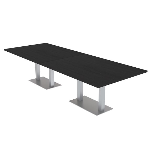 10 Person Modular Rectangle Conference Table Metal Bases Power Modules