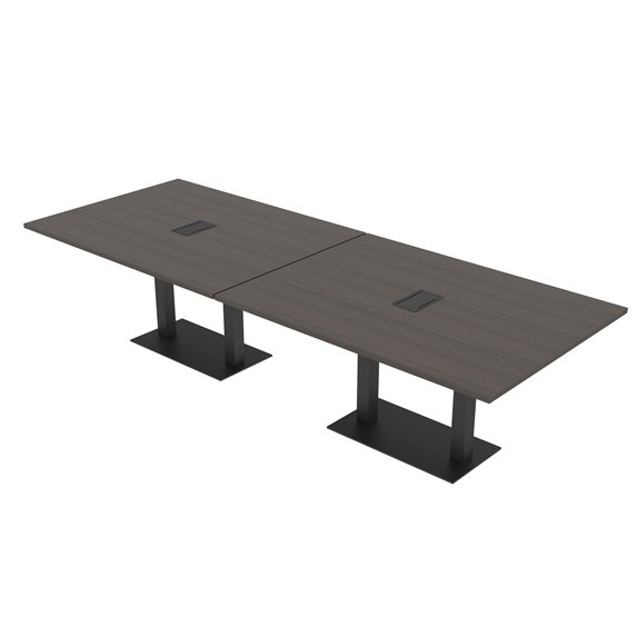 10 Person Modular Rectangle Conference Table Metal Bases Power Modules
