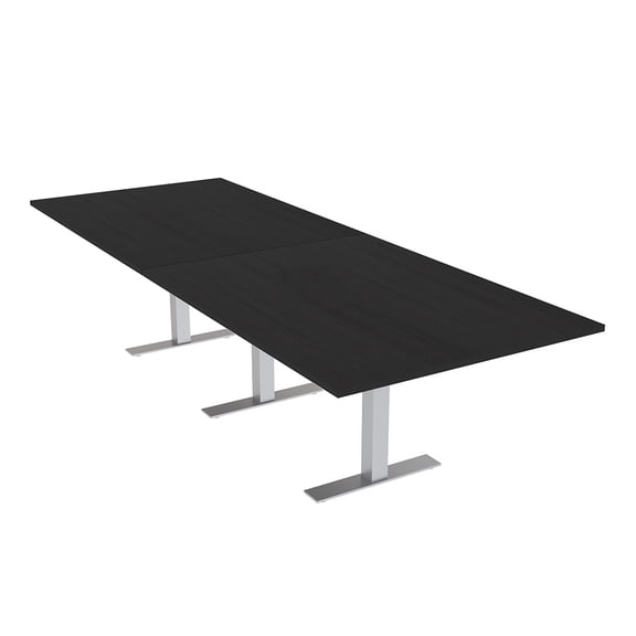 10 Person Modular Rectangle Conference Table Metal T-Bases Power Units