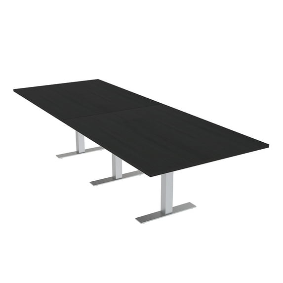 10 Person Modular Rectangle Conference Table Metal T-Bases Power Units