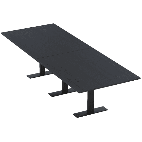 10 Person Modular Rectangle Conference Table Metal T-Bases Power Units
