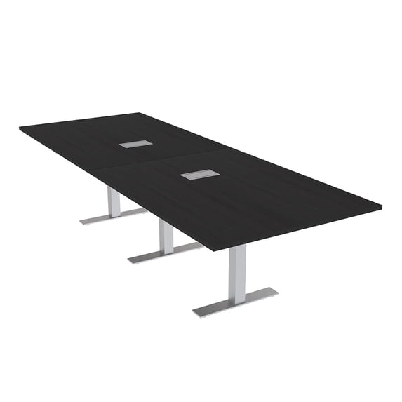 10 Person Modular Rectangle Conference Table Metal T-Bases Power Units