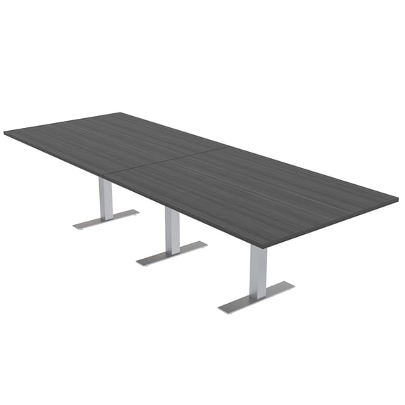 10 Person Modular Rectangle Conference Table Metal T-Bases Power Units