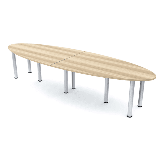 10 Person Oval Conference Table 12'x4' with Power And Data Post Legs