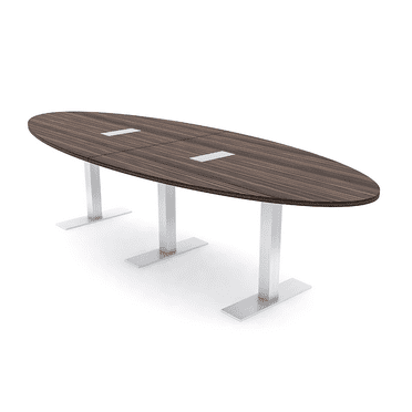 10 Person Oval Conference Table With Metal T-Bases And Electric Units