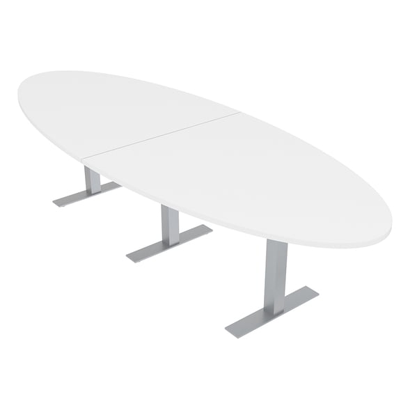 10 Person Oval Conference Table With Metal T-Bases And Electric Units
