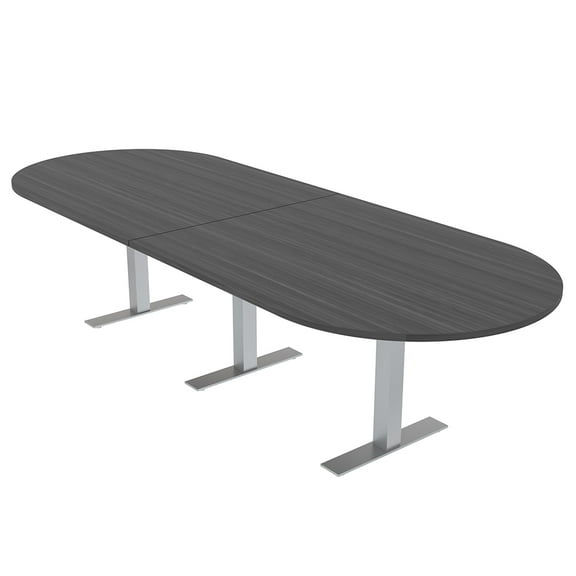 10 Person Racetrack Conference Room Table Metal T Bases Power Modules