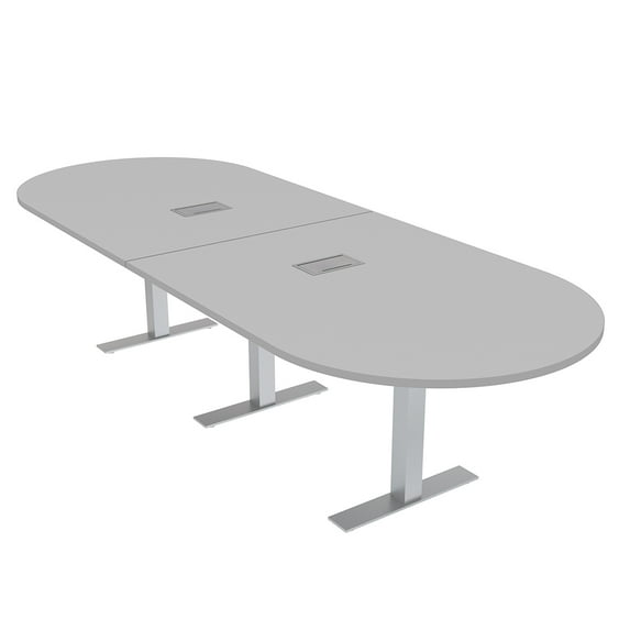 10 Person Racetrack Conference Room Table Metal T Bases Power Modules