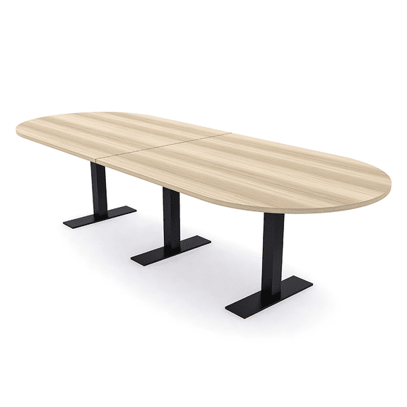 10 Person Racetrack Conference Room Table Metal T Bases Power Modules