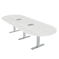 10 Person Racetrack Conference Room Table Metal T Bases Power Modules