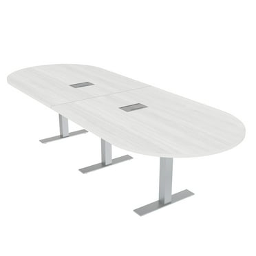 10 Person Racetrack Conference Room Table Metal T Bases Power Modules