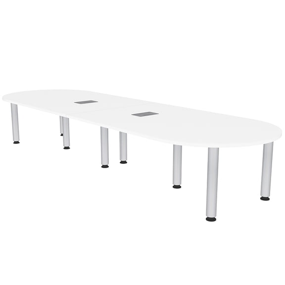 10 Person Racetrack Conference Room Table with Power Modules Post Legs