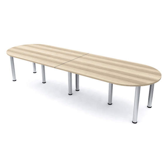 10 Person Racetrack Conference Room Table with Power Modules Post Legs